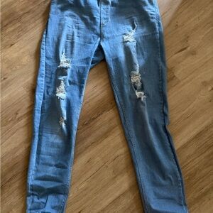 JVINI Women's Ripped Skinny Jeans in Blue